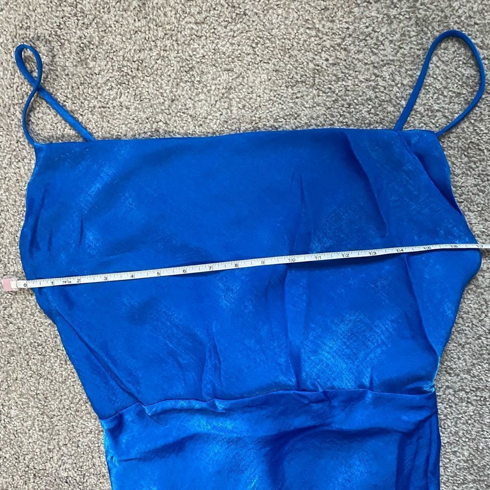 NWT Lulus Blue Satin Cowl Neck Maxi dress, Medium - Picture 10 of 14